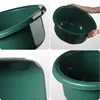A collage of four close-up images of a green plastic basin, showing different angles and details. Podgląd zdjęcia produktu