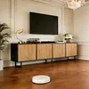 Meuble TV 180 x 40 x 50 cm, 4 portes, bois naturel, meuble Voir les images du produit 9