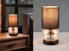 Tischleuchte 28cm mit Stoffschirm und Glas Amber Produktbild-Vorschau 1