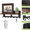 Schlüsselbrett Holz mit Ablage, Schlüsselablage Wand mit 7 Produktbild-Vorschau 2