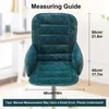 A teal chair cushion with measurement guides and text overlays. Náhled obrázku produktu