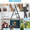 A collage of images showing a step stool in different settings: a closet, a storage room, a studio, and a garden. Voir les images du produit