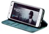 A Samsung Galaxy S7 edge phone in a petrol-colored flip case, displaying a movie poster on its screen. Produktbild-Vorschau