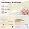 A diagram comparing the materials and features of the product with a competitor's product, with a hand cleaning a surface in the background. Produktbild-Vorschau