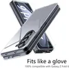 A clear phone case and screen protector are shown, with the phone partially visible. Produktbild-Vorschau