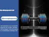 A pair of adjustable dumbbells with a stand, presented against a dark, futuristic background with blue accents. Produktbild-Vorschau