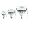 Three LED grow lights of different sizes are shown with dimensions indicated by measurement lines and text. Produktbild-Vorschau