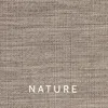 A close-up of a textured fabric with the word NATURE printed on it. Produktbild-Vorschau