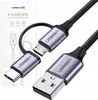 UGREEN USB-A to Micro USB + USB Type-C Cable 1m Black Anteprima dell’immagine prodotto 2