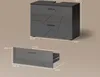 A 3D rendering of a vanity unit and a single drawer, with dimensions indicated by white lines and text. Anteprima dell’immagine prodotto