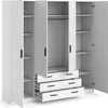 Spell Kleiderschrank B183 cm 4 Türen und 3 Schubladen weiß. Produktbild-Vorschau 4