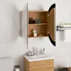 vidaXL Badezimmerschrank mit Rundem Spiegel & LED Produktbild-Vorschau 4