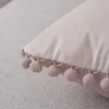 2er Set Samt Kissen mit Pompons Einfarbig Kissenbezüge Produktbild-Vorschau 4