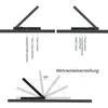 Diagrams showing the ports and adjustable angles of a portable monitor. Produktbild-Vorschau