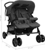 vidaXL Passeggino gemellare grigio scuro acciaio Anteprima dell’immagine prodotto 12
