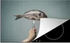 KitchenYeah© Herdabdeckplatte Fisch auf einer Silbergabel , Produktbild-Vorschau 1