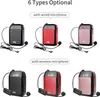 A collage of different colored portable voice amplifiers with wired and wireless microphones. Produktbild-Vorschau