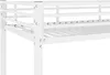 Close-up of the white metal frame of a bunk bed, showing the slatted base and safety rails. Anteprima dell’immagine prodotto