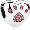 PANDACHARMS Pfötchenherz Rot Charm, 925er Sterling Silber, Produktbild-Vorschau 1