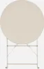 A round, beige bistro table with a metal frame is shown against a white background. Produktbild-Vorschau