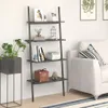 vidaXL Rebríkový regál so 4 policami čierny 64x34x150,5 cm Náhľad obrázku produktu 2