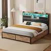 A bedroom scene featuring a bed with a headboard that has integrated lighting and storage. Produktbild-Vorschau