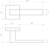 Technical drawing with dimensions of a door handle. Produktbild-Vorschau