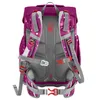 The back view of a purple backpack with a star pattern, showing its straps and buckles. Voir les images du produit