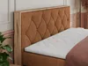 A close-up view of a bed with a tufted headboard and a mattress. Produktbild-Vorschau