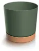 Bloempot met onderzetter, rond, groen, Tubo, 23,9 x 23 cm Productafbeelding-voorbeeld 1