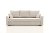 A beige sofa with three back cushions and two armrest cushions, shown from the front against a white background. Produktbild-Vorschau