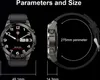 A smartwatch is shown from the front and side, with dimensions and perimeter indicated. Náhled obrázku produktu