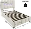 A diagram of a bed with dimensions and measurements. Produktbild-Vorschau