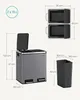Diagrams and dimensions of a kitchen trash can with two compartments. Produktbild-Vorschau