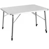 A silver folding camping table with black leg caps, shown from a slightly elevated front-left angle against a white background. Produktbild-Vorschau