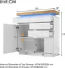 Commode Sweiko, buffet brillant avec 2 portes et 3 tiroirs, Voir les images du produit 2