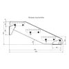 A technical drawing with dimensions and annotations of a metal staircase component. Produktbild-Vorschau