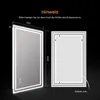 A diagram showing the dimensions of an LED bathroom mirror, with a front view and a back view. Anteprima dell’immagine prodotto