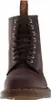 A front view of a brown Dr. Martens boot. Voir les images du produit