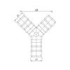 A technical drawing of a Y-shaped hose connector with dimensions indicated. Produktbild-Vorschau