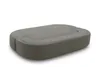 A gray, oval-shaped sofa is shown against a white background. Produktbild-Vorschau