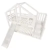 A white bunk bed with a slide and stairs, set against a white background. Náhled obrázku produktu