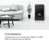 A living room scene with a sofa, coffee table, and a gas heater. Produktbild-Vorschau