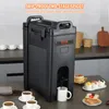 A black beverage dispenser is shown on a countertop with cups of coffee and pastries. Anteprima dell’immagine prodotto