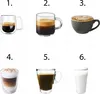 A collage of six different coffee drinks in various cups. Produktbild-Vorschau