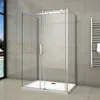 U-Form Duschkabine 145x195cm Schiebetür mit 80x80x195cm Produktbild-Vorschau 2