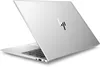 A silver HP laptop shown from a diagonal angle, with the lid open to reveal the keyboard. Voir les images du produit