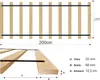 Diagrams showing the dimensions and specifications of a wooden bed frame roll-out slatted base. Produktbild-Vorschau