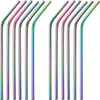 GRÄWE Edelstahl Trinkhalme 12er Set Regenbogen Gebogen Produktbild-Vorschau 1