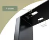 Close-up of black metal table legs showing mounting holes and dimensions. Anteprima dell’immagine prodotto